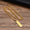 Blank Rectangle Stainless Steel Pendant Box Chain Necklaces for Men FS-WG55909-02-1