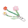 3Pcs Colors Cat Eye & Glass Seed Beaded Flower Pendant Decorations HJEW-TA00383-6