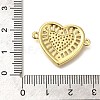 Rack Plating Brass Micro Pave Clear Cubic Zirconia Heart Links Connector Charm KK-P287-52G-03-3
