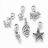 Mixed Ocean Theme Tibetan Style Alloy Large Hole European Dangle Charms PALLOY-JF00046-1