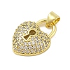 Heart Rack Plating Brass Micro Pave Cubic Zirconia Pendants KK-Z074-53G-2