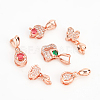 12Pcs 6 Style Long-Lasting Plated Brass Micro Pave Cubic Zirconia Ice Pick Pinch Bails ZIRC-NB0002-04-4