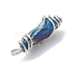 Electroplated Natural Quartz Crystal Dyed Copper Wire Wrapped Pendants PALLOY-JF02327-05-4