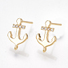 Brass Cubic Zirconia Stud Earring Findings KK-S350-008G-1