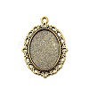 Tibetan Style Oval Alloy Pendant Cabochon Settings TIBEP-Q054-44AG-RS-1
