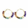 Natural Mixed Stone Beaded Hoop Earrings for Women EJEW-C003-03N-RS-1