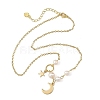 Brass Moon Star Pendant Cable Chains Necklaces for Women NJEW-JN06520-3