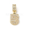 Brass Clear Cubic Zirconia European Dangle Charms KK-R003-01G-05-2