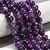 Faceted Natural Dragon Veins Agate Beads Strands G-F447-12mm-P09-1