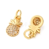 Brass Micro Pave Clear Cubic Zirconia Charms KK-D111-01G-2