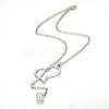 Alloy Silver Color Plated Heart Lariat Necklaces NJEW-JN01010-01-2