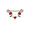 316L Surgical Stainless Steel Rhinestone Heart Nipple Rings WGE19D8-04-1