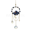 Natural Lapis Lazuli & Dyed Natural Quartz Crystal with Glass Pendant Decorations HJEW-TA00123-02-1