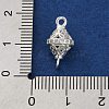 Brass Micro Pave Clear Cubic Zirconia Hollow Bicone Connector Charms KK-A230-05E-S-3