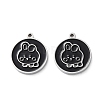 304 Stainless Steel Black Enamel Charms STAS-M102-17P-03-1