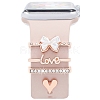 Word Love & Heart Alloy Rhinestones Watch Band Charms Set PW-WG62408-04-1