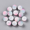 Frosted Baking Paint Crackle Glass Beads with Glitter Powder LS-DGLA-T004-6mm-01L-1