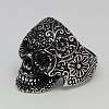 Personalized Retro Halloween Jewelry Sugar Skull Rings for Men RJEW-F006-163-2