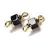 Natural Dyed & Heated Black Agate Connector Charms FIND-C046-08G-2