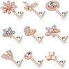 316L Surgical Stainless Steel White Cubic Zirconia L-Shaped Nose Rings WG135CD-09-2