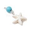 Dyed Round Synthetic Turquoise & Natural Mixed Shell Pendants PALLOY-JF03811-4
