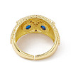 Cubic Zirconia Owl Open Cuff Rings RJEW-P079-01G-01-3