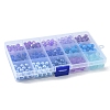 375Pcs 15 Style Spray Painted & Baking Paint & Drawbench & Translucent Glass Beads GLAA-FS0001-36-2