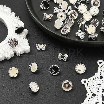 40Pcs 10 Styles 1-Hole Alloy Shank Buttons BUTT-CJ0001-07-1