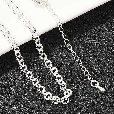 4MM Brass Textured Rolo Chain Necklaces for Men Women NJEW-L012-05S-1