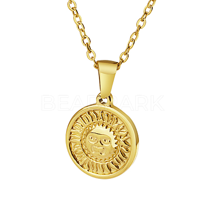 Stylish 304 Stainless Steel Sunbeam Pendant Necklaces for Women Daily Wear YM0399-3-1