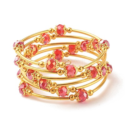Bling Glass Beaded Wrap Bracelet BJEW-JB07746-1