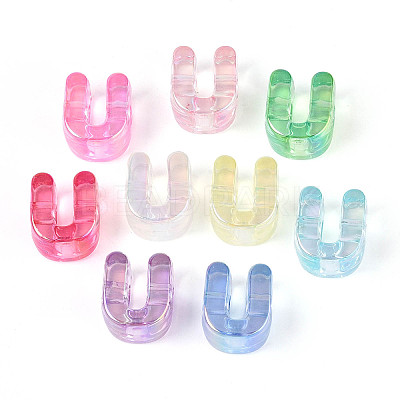 UV Plating Transparent Acrylic European Beads OACR-M027-02U-1