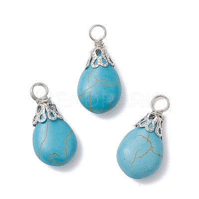 Dyed Synthetic Turquoise Pendants PALLOY-JF04355-02-1