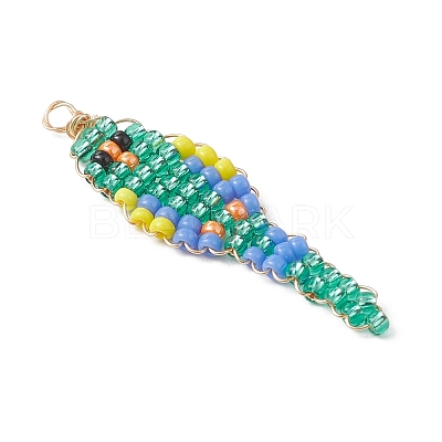 Glass Seed Beaded Pendants PALLOY-MZ01239-02-1