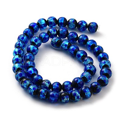 Glow in the Dark Luminous Style Handmade Silver Foil Glass Round Beads FOIL-I006-8mm-02-1