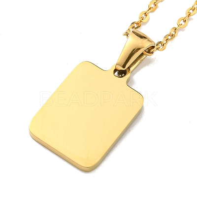 Ion Plating(IP) Rectangle with Initial Letter 304 Stainless Steel Pendant Necklace NJEW-R265-04G-D-1