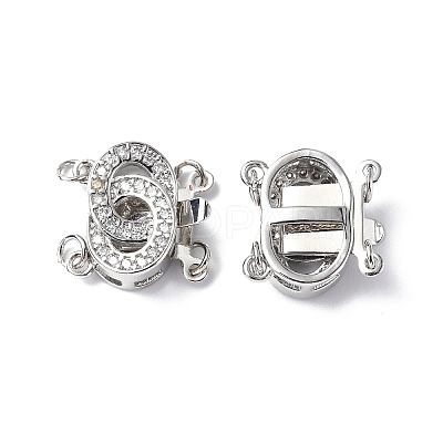 Rack Plating Brass Micro Pave Clear Cubic Zirconia Box Clasps KK-E073-03P-1