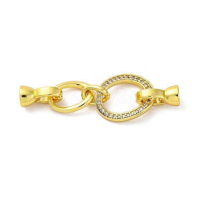 Brass Micro Pave Clear Cubic Zirconia Fold Over Clasps KK-U059-24G-1
