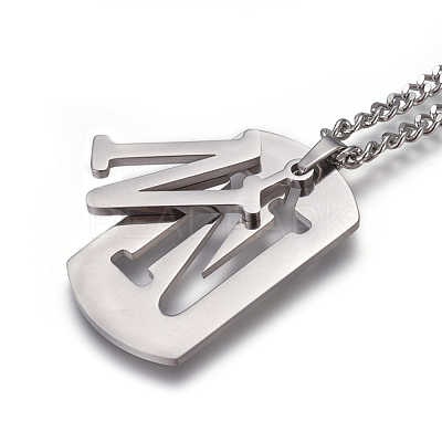 Non-Tarnish 304 Stainless Steel Split Initial Pendant Necklaces NJEW-L152-03N-1