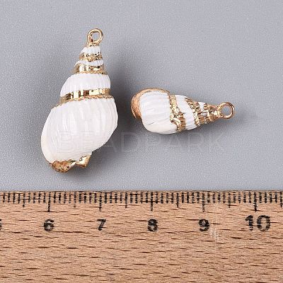 Electroplate Natural Sea Shell Pendants SSHEL-Q100-06KCG-1