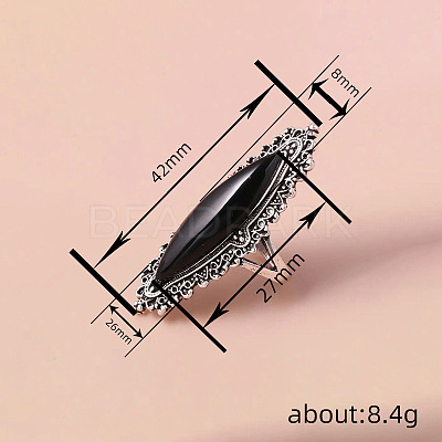 Horse Eye Alloy with Resin Finger Rings FS-WG13A66-01-1