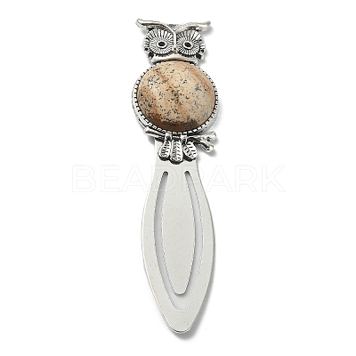 Owl Tibetan Style Alloy Bookmark Clips AJEW-JK00234-1