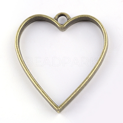 Rack Plating Alloy Heart Open Back Bezel Pendants X-PALLOY-S047-12F-FF-1