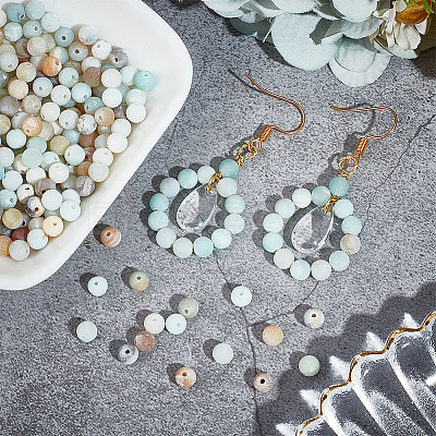 Natural Frosted Flower Amazonite Round Beads G-NB0005-34B-1