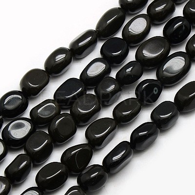 Natural Obsidian Nuggets Beads Strands X-G-L154-16-1