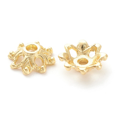 Rack Plating Alloy Flower Bead Caps KK-J277-08G-1
