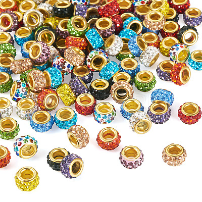 132Pcs 12 Colors Alloy Rhinestone Clay Pave Large Hole Beads ALRI-TA0001-28-1