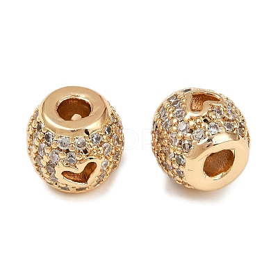 Brass Micro Pave Cubic Zirconia Beads KK-F906-23G-1