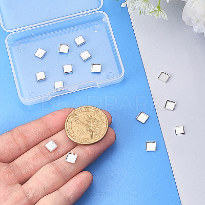 15Pcs 925 Sterling Silver Square Cabochon Settings STER-PH0003-99-1
