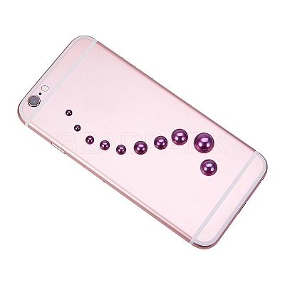 Medium Orchid Imitation Pearl Beads Assorted Mixed Sizes 4-12mm Flat Back Pearl Cabochons SACR-PH0001-47-1